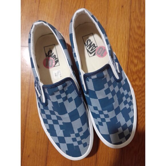SOLD🔶️🔶️🔶️🔶️unisex Vans stacked blue checkerboard slip on shoes M(8.5) W(10) - Picture 8 of 11